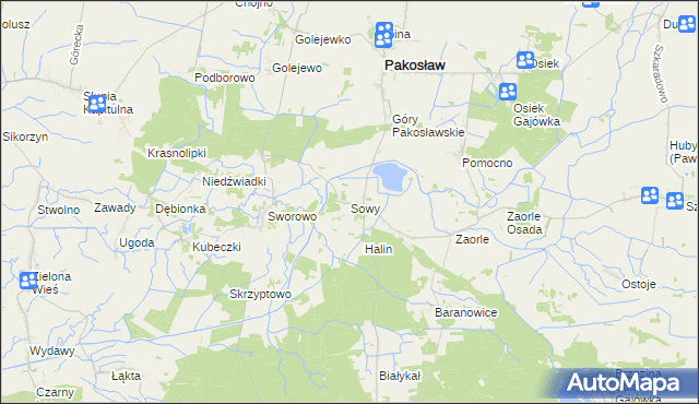 mapa Sowy gmina Pakosław, Sowy gmina Pakosław na mapie Targeo