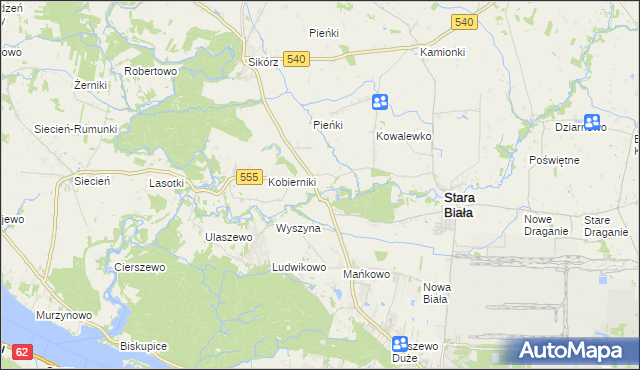 mapa Srebrna gmina Stara Biała, Srebrna gmina Stara Biała na mapie Targeo