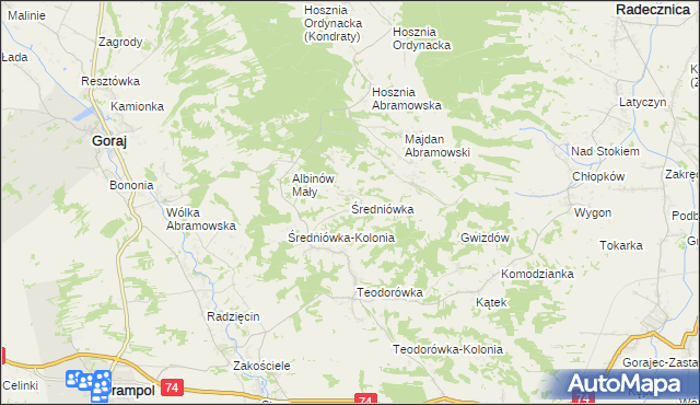 mapa Średniówka, Średniówka na mapie Targeo