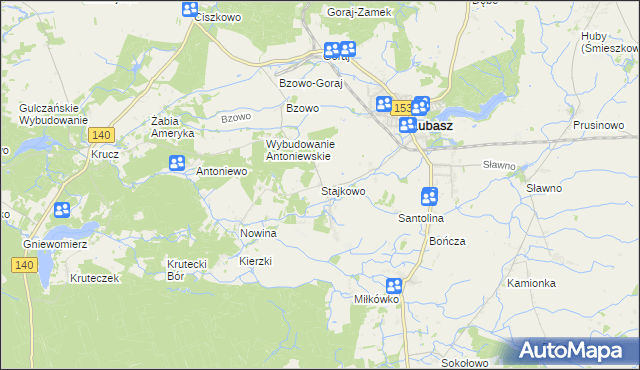 mapa Stajkowo gmina Lubasz, Stajkowo gmina Lubasz na mapie Targeo
