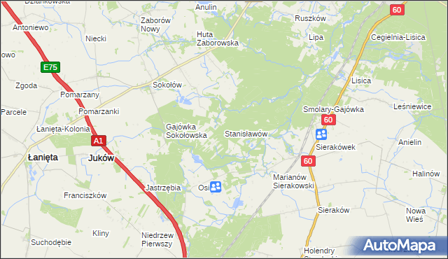 mapa Stanisławów gmina Gostynin, Stanisławów gmina Gostynin na mapie Targeo