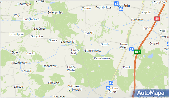 mapa Stanisławów gmina Złoczew, Stanisławów gmina Złoczew na mapie Targeo