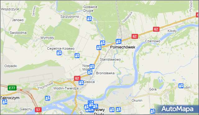 mapa Stanisławowo gmina Pomiechówek, Stanisławowo gmina Pomiechówek na mapie Targeo