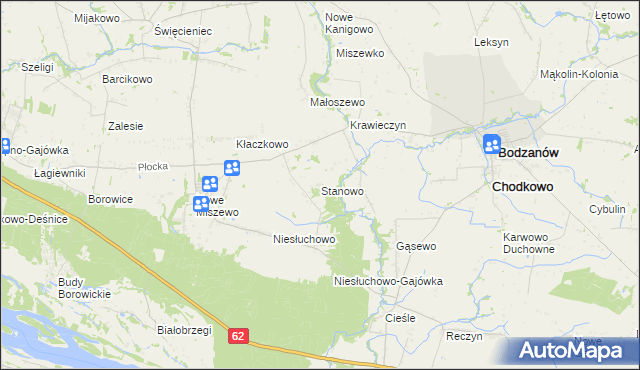 mapa Stanowo gmina Bodzanów, Stanowo gmina Bodzanów na mapie Targeo