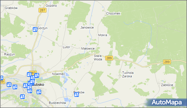 mapa Stara Woda gmina Lubsko, Stara Woda gmina Lubsko na mapie Targeo