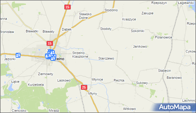mapa Starczewo gmina Strzelno, Starczewo gmina Strzelno na mapie Targeo