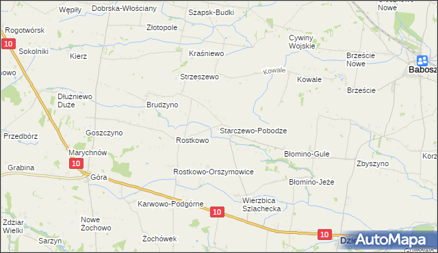 mapa Starczewo-Pobodze, Starczewo-Pobodze na mapie Targeo