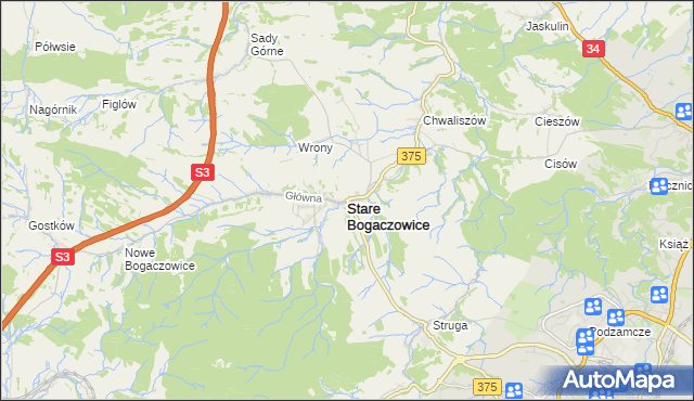 mapa Stare Bogaczowice, Stare Bogaczowice na mapie Targeo