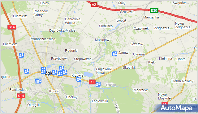 mapa Stare Łagiewniki, Stare Łagiewniki na mapie Targeo