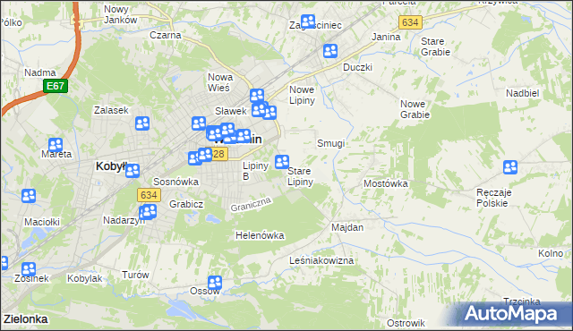 mapa Stare Lipiny, Stare Lipiny na mapie Targeo