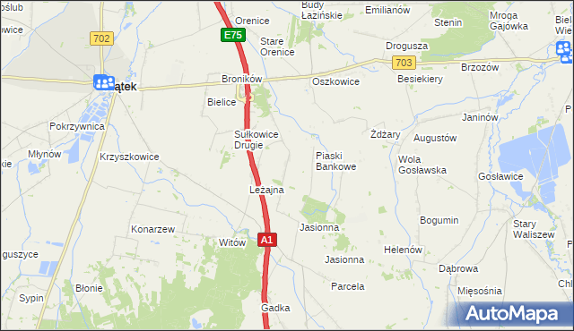 mapa Stare Piaski gmina Bielawy, Stare Piaski gmina Bielawy na mapie Targeo