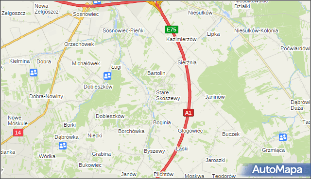 mapa Stare Skoszewy, Stare Skoszewy na mapie Targeo