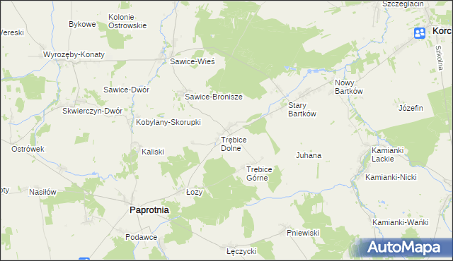 mapa Stare Trębice, Stare Trębice na mapie Targeo