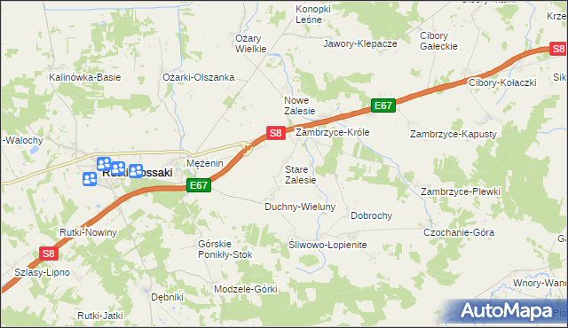 mapa Stare Zalesie gmina Rutki, Stare Zalesie gmina Rutki na mapie Targeo