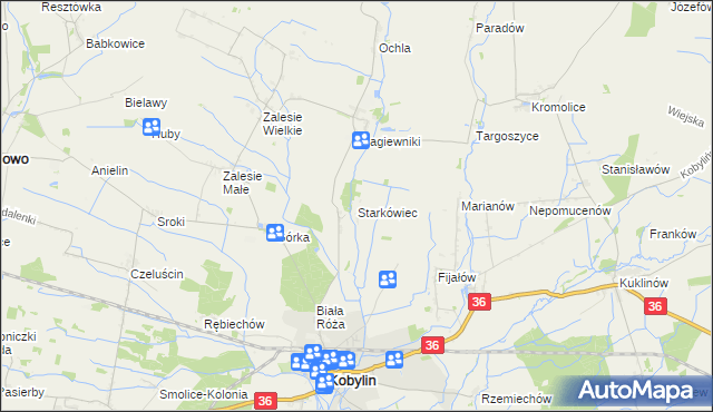 mapa Starkówiec, Starkówiec na mapie Targeo