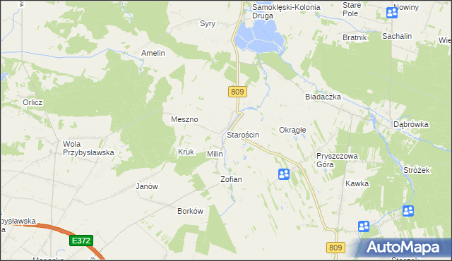 mapa Starościn gmina Kamionka, Starościn gmina Kamionka na mapie Targeo