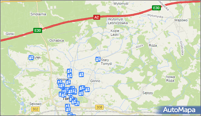 mapa Stary Tomyśl, Stary Tomyśl na mapie Targeo