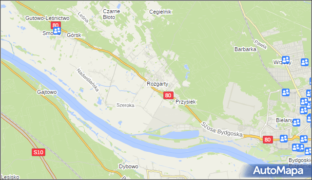 mapa Stary Toruń, Stary Toruń na mapie Targeo