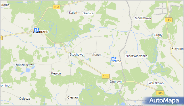 mapa Starza gmina Świerzno, Starza gmina Świerzno na mapie Targeo