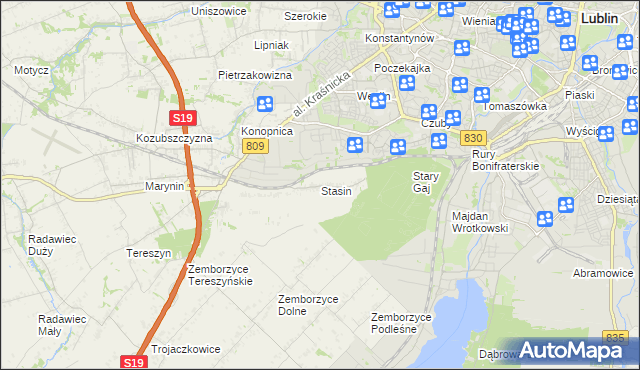 mapa Stasin gmina Konopnica, Stasin gmina Konopnica na mapie Targeo