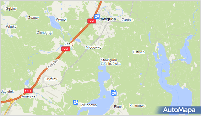 mapa Stawiguda Leśniczówka, Stawiguda Leśniczówka na mapie Targeo