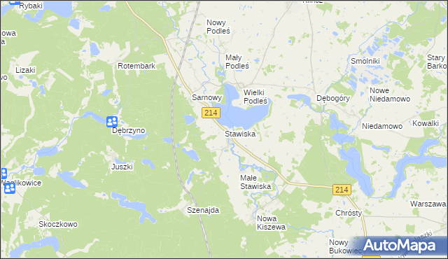 mapa Stawiska gmina Kościerzyna, Stawiska gmina Kościerzyna na mapie Targeo