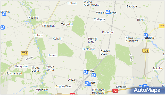 mapa Stefanów gmina Rogów, Stefanów gmina Rogów na mapie Targeo