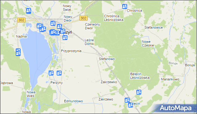 mapa Stefanowo gmina Zbąszyń, Stefanowo gmina Zbąszyń na mapie Targeo
