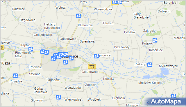 mapa Stogniowice, Stogniowice na mapie Targeo