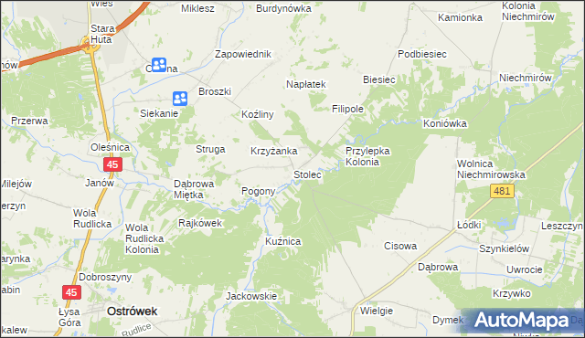 mapa Stolec gmina Złoczew, Stolec gmina Złoczew na mapie Targeo