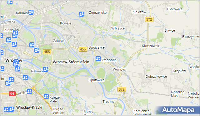 mapa Strachocin gmina Wrocław, Strachocin gmina Wrocław na mapie Targeo