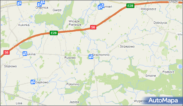 mapa Strachomino, Strachomino na mapie Targeo