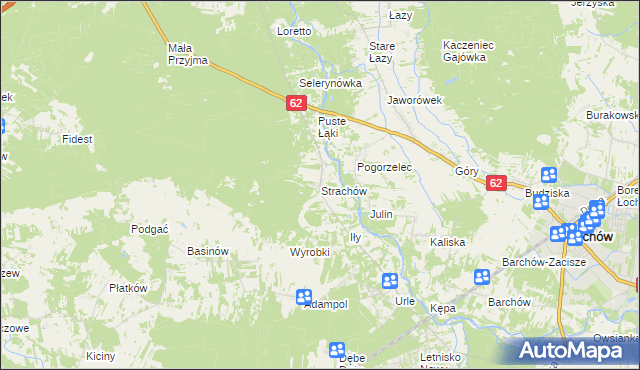 mapa Strachów gmina Jadów, Strachów gmina Jadów na mapie Targeo