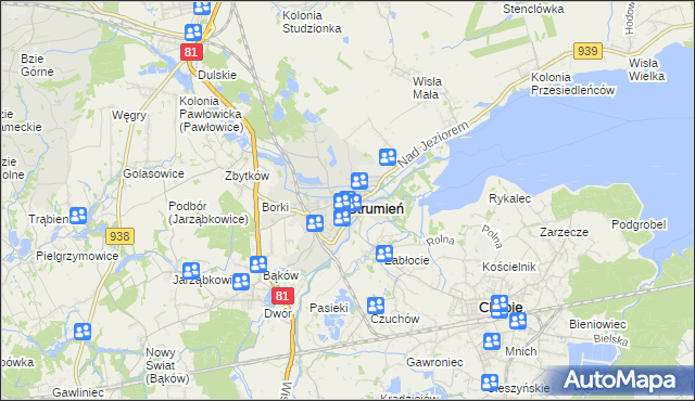 mapa Strumień powiat cieszyński, Strumień powiat cieszyński na mapie Targeo