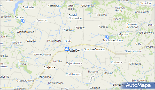 mapa Strupice gmina Waśniów, Strupice gmina Waśniów na mapie Targeo