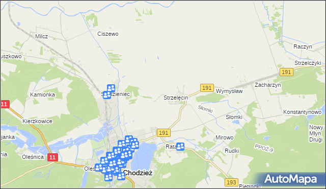 mapa Strzelęcin, Strzelęcin na mapie Targeo