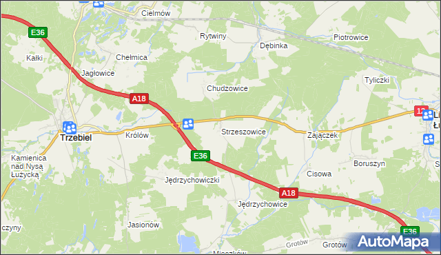 mapa Strzeszowice, Strzeszowice na mapie Targeo