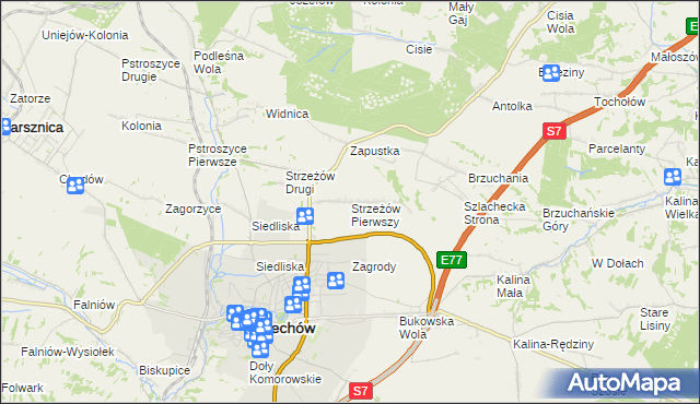 mapa Strzeżów Pierwszy, Strzeżów Pierwszy na mapie Targeo