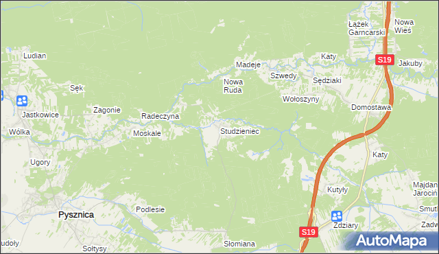 mapa Studzieniec gmina Pysznica, Studzieniec gmina Pysznica na mapie Targeo