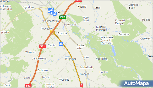 mapa Sucha Wieś, Sucha Wieś na mapie Targeo