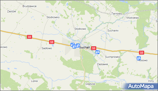 mapa Suchań, Suchań na mapie Targeo