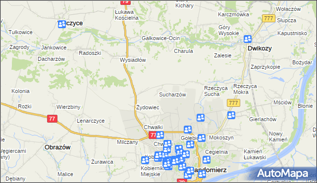 mapa Sucharzów, Sucharzów na mapie Targeo