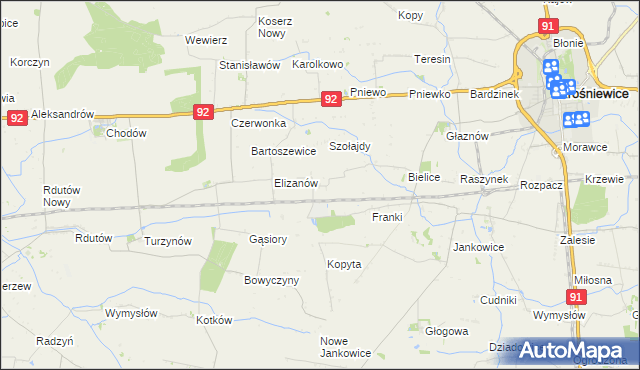 mapa Suchodoły gmina Krośniewice, Suchodoły gmina Krośniewice na mapie Targeo