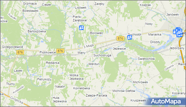 mapa Suchostruga, Suchostruga na mapie Targeo