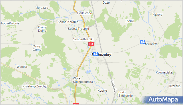 mapa Suchożebry, Suchożebry na mapie Targeo