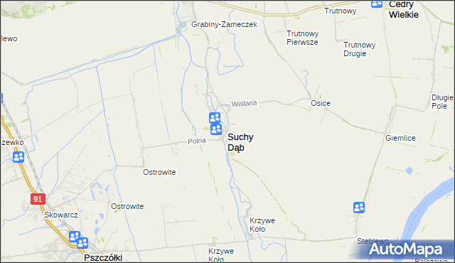 mapa Suchy Dąb, Suchy Dąb na mapie Targeo