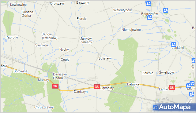 mapa Sulisław gmina Raszków, Sulisław gmina Raszków na mapie Targeo