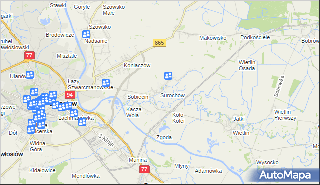 mapa Surochów, Surochów na mapie Targeo