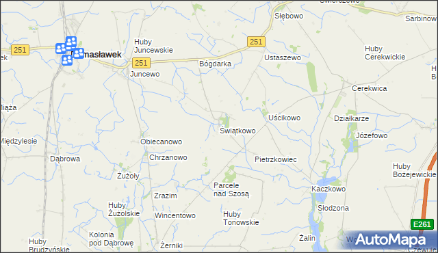 mapa Świątkowo gmina Janowiec Wielkopolski, Świątkowo gmina Janowiec Wielkopolski na mapie Targeo
