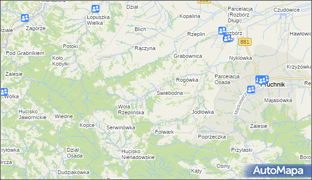 mapa Świebodna, Świebodna na mapie Targeo